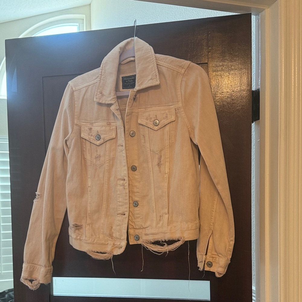 Women's blush distressed Denim Jacket
